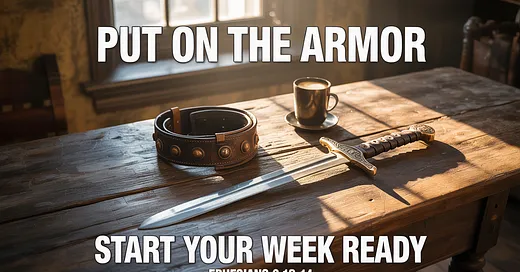 Man standing firm with belt of truth symbolizing spiritual readiness